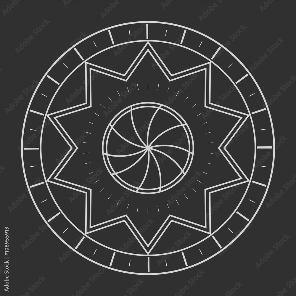 Sacred Geometry in light grey lines. Burst star in space. Sacred Geometry in light grey lines. Burst star in space.