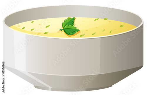 Hot soup in bowl