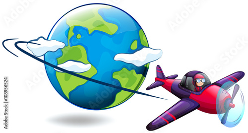 Airplane flying around the world