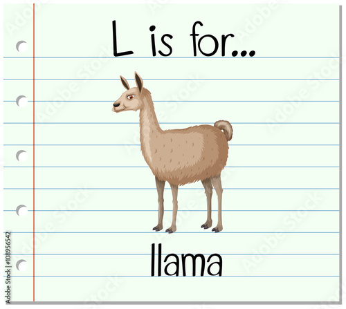 Flashcard letter L is for llama