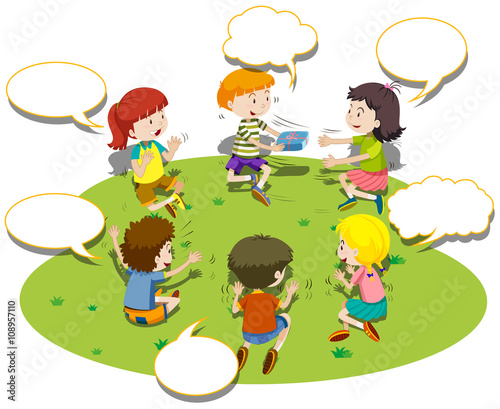 Children sit in circle and play game