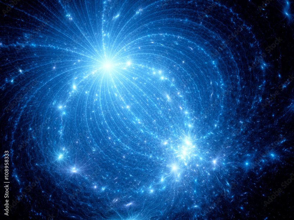Blue glowing electromagnetic plasma field in space