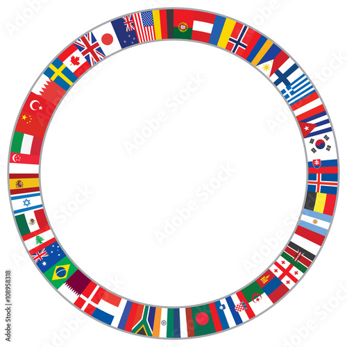 round frame made of world flags vector illustration