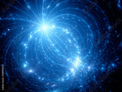 Blue glowing electromagnetic plasma field in space photo