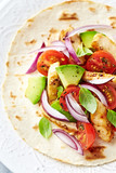  Fajita with grilled Sesame Chicken, fresh Tomatoes and Avocado