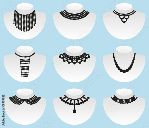 Bead silhouettes set. Vector illustration