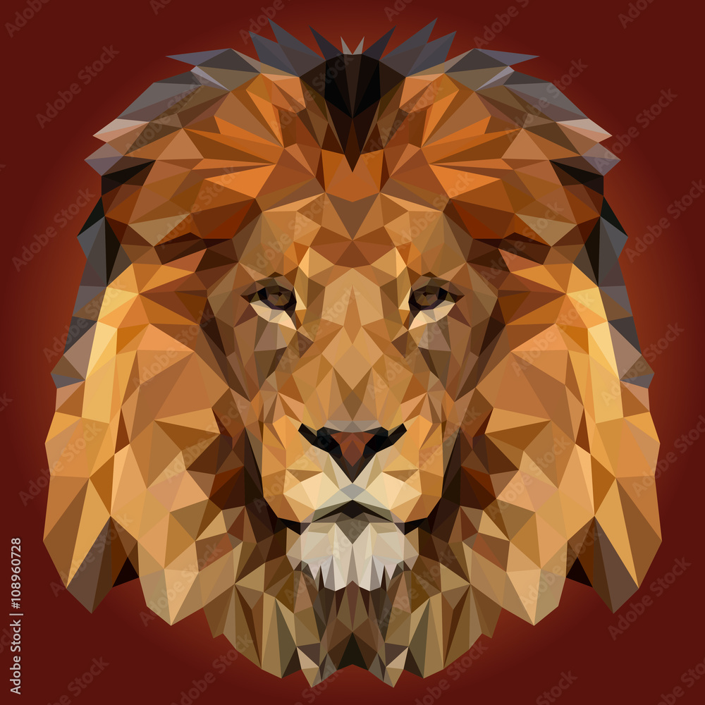 Naklejka premium Abstract Low Poly Lion Design