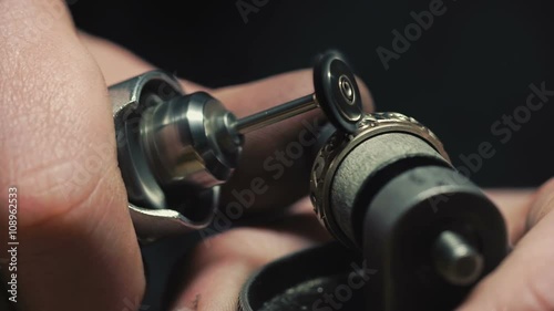 Jewelry Work. Polished Grinding Gold Ring. Close-Up
