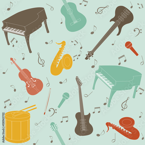 Seamless pattern with musical instruments