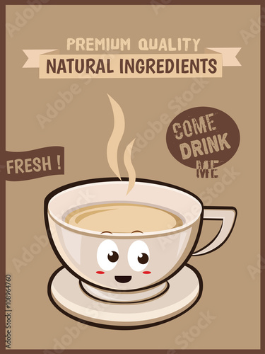 White Coffee background poster card. Vector image