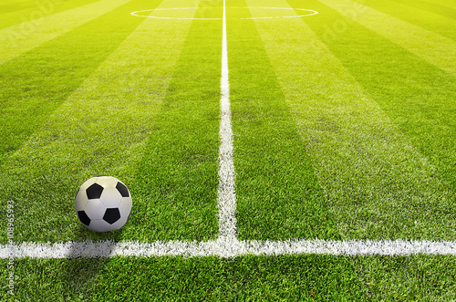 Soccer grass field with marking and ball, Sport © chaiyapruek