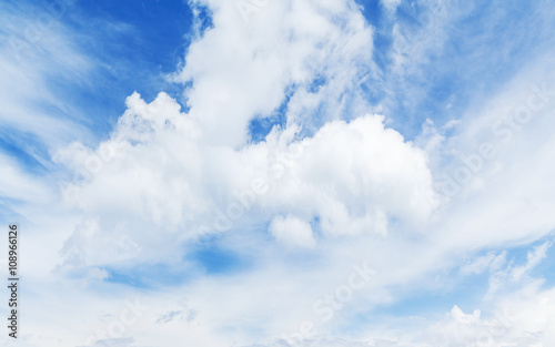 Blue sky  white clouds. Natural background