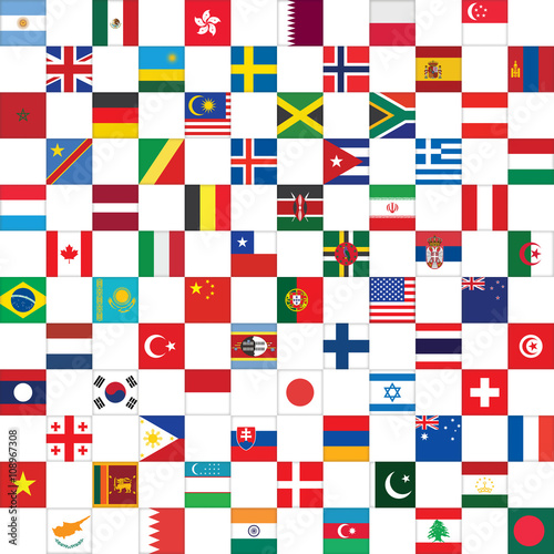 checkerboard pattern with world flag icons vector illustration