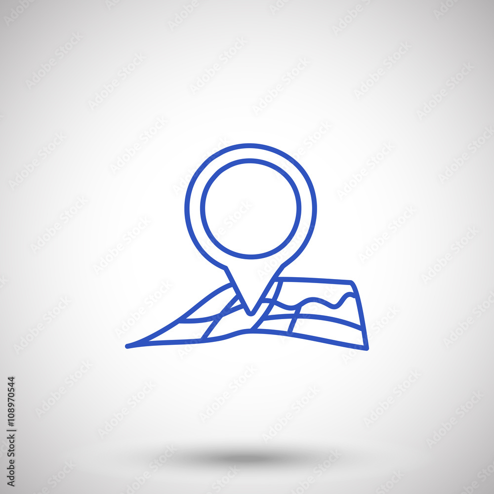 Blue line hand drawn Map And Pin Pointer web icon Blue line hand drawn Map And Pin Pointer web icon