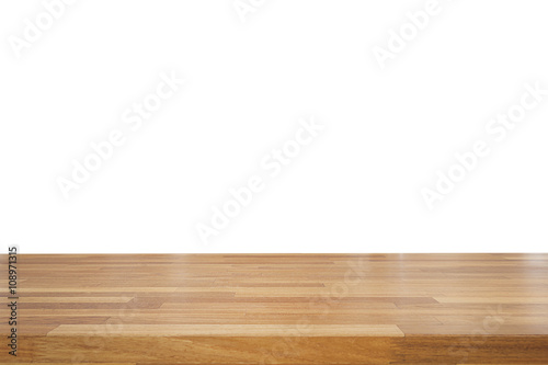 Empty wood table top isolate on white background