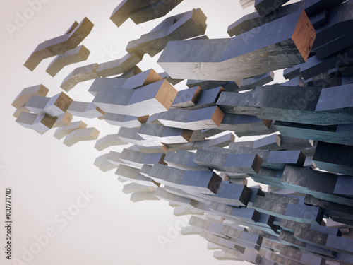 Abstract space with geometric background , 3D rendering