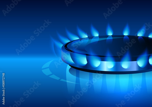 Gas flame with blue reflection. Vector background. EPS 10.