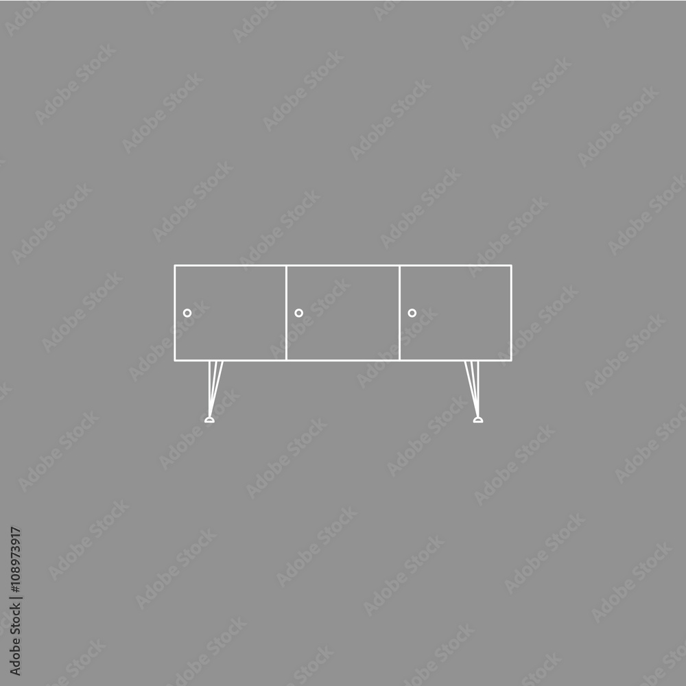 White Thin LIne Icon at Grey Background White Thin LIne Icon at Grey Background