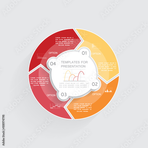 Pie chart for business presentation in 4 steps or processes