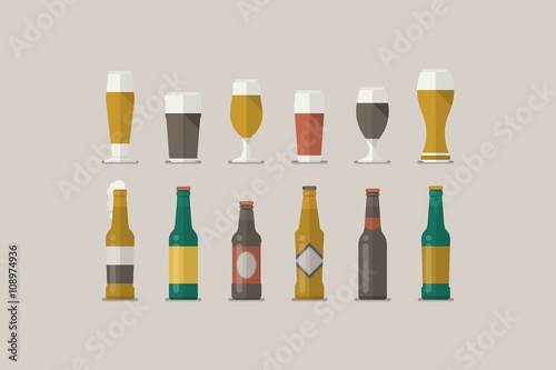 Beer glasses and bottles