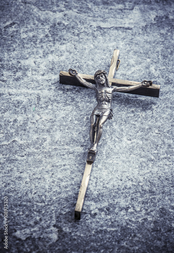 Crucifix, jesus christ on the cross. Symbol of christian religion, faith, worship and belief. Concept of death, suffering and holy figure.