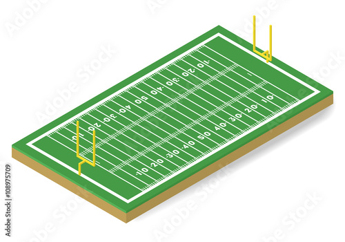 Vector american football field isometric. Rugby field isometric. Sport field isometric