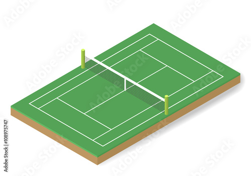 Vector tennis field isometric.Sport field isometric.