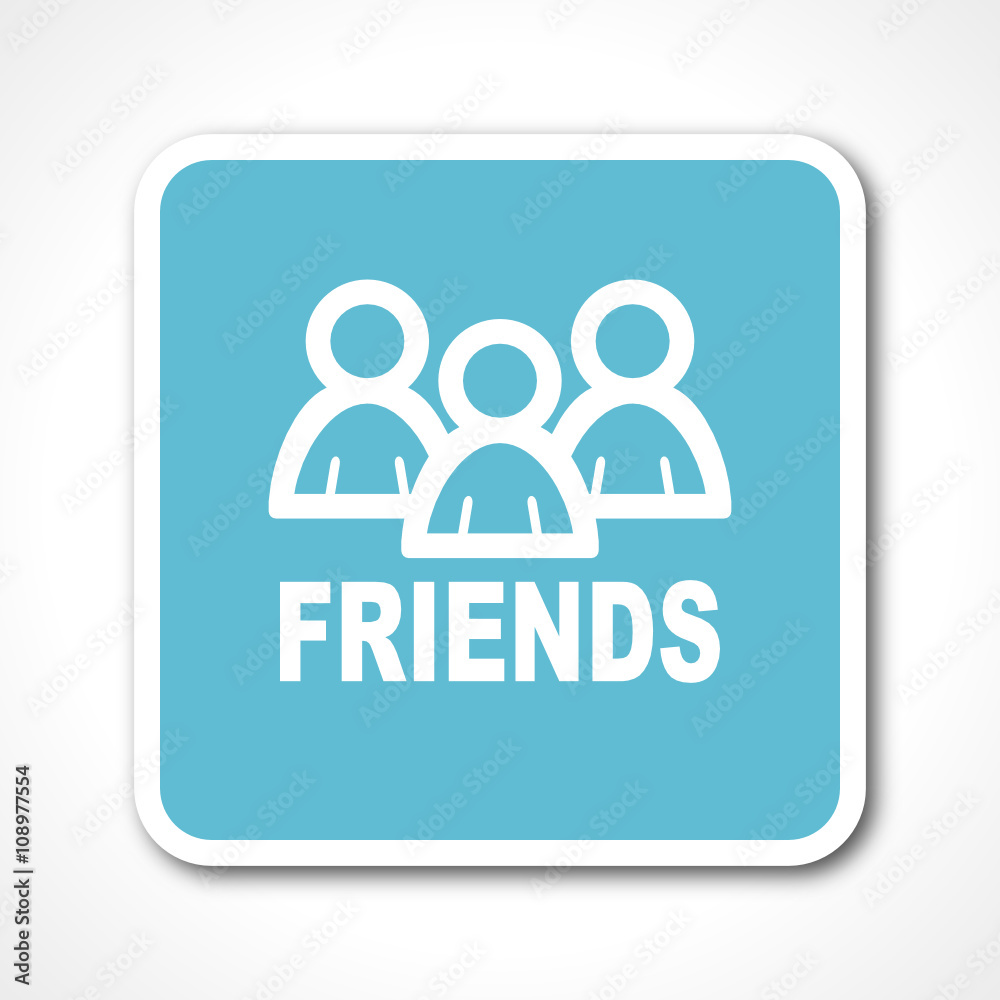 flat design friends blue square web vector icon flat design friends blue square web vector icon