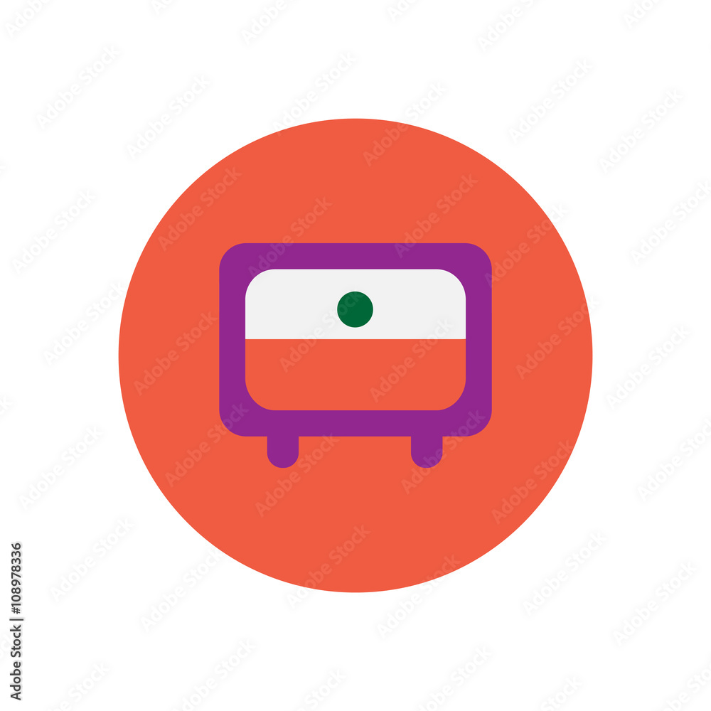 Vector icon on the white backgrounds in circles tv Vector icon on the white backgrounds in circles tv