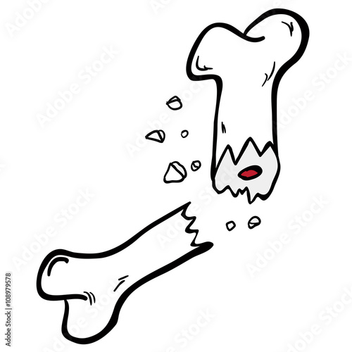 freehand drawn cartoon broken bone