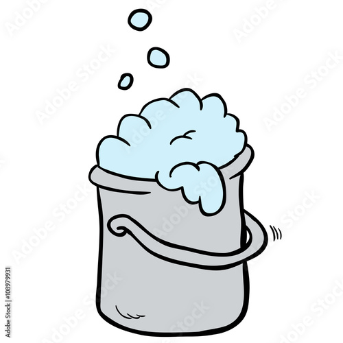 freehand drawn cartoon cleaning bucket