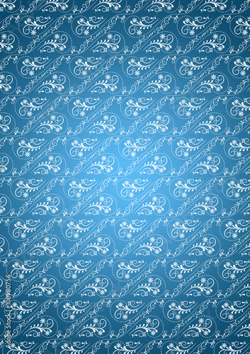 Wallpaper Mural Bluish gradient background with white  seamless  vintage ornament  Torontodigital.ca