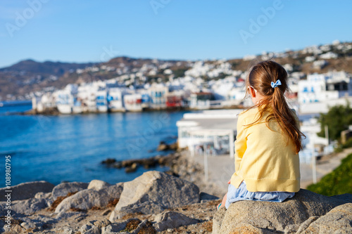 Cute little girl enjoying views