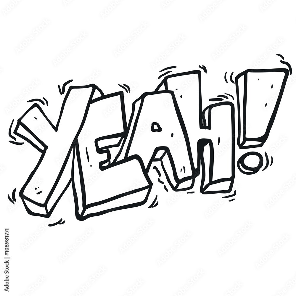 simple black and white Yeah! freehand drawn cartoon shout simple black and white Yeah! freehand drawn cartoon shout