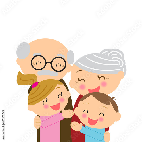 Happy family - grandparents with grandchildren. Grandparents day.