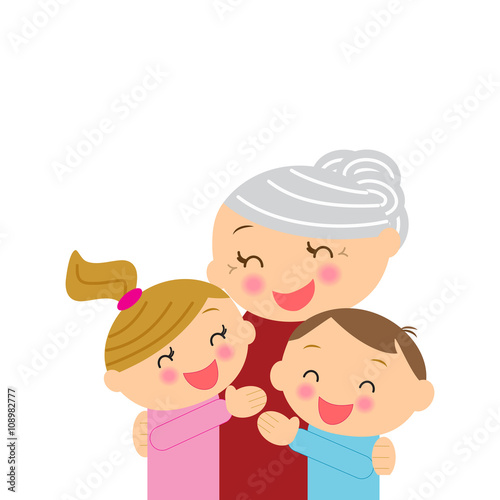 Happy family - grandmother with grandchildren. Grandparents day.
