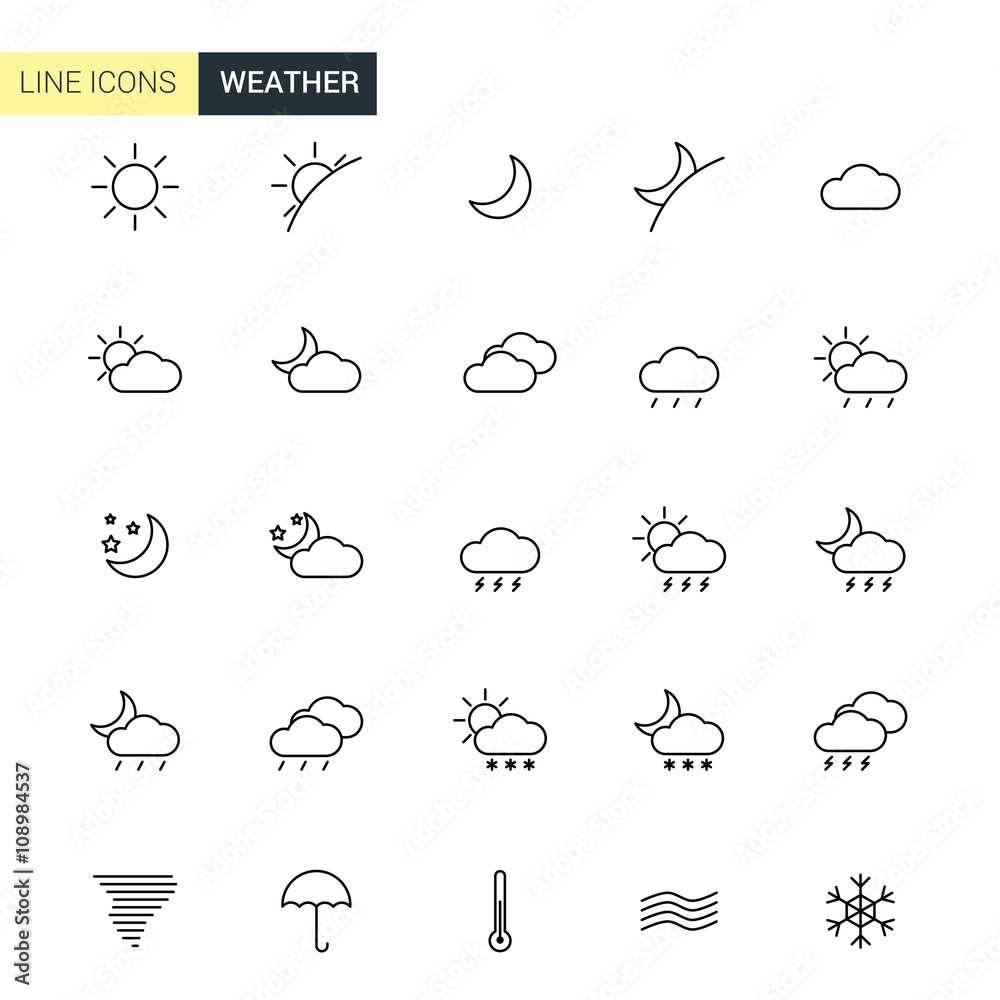 Vector set weather line icons