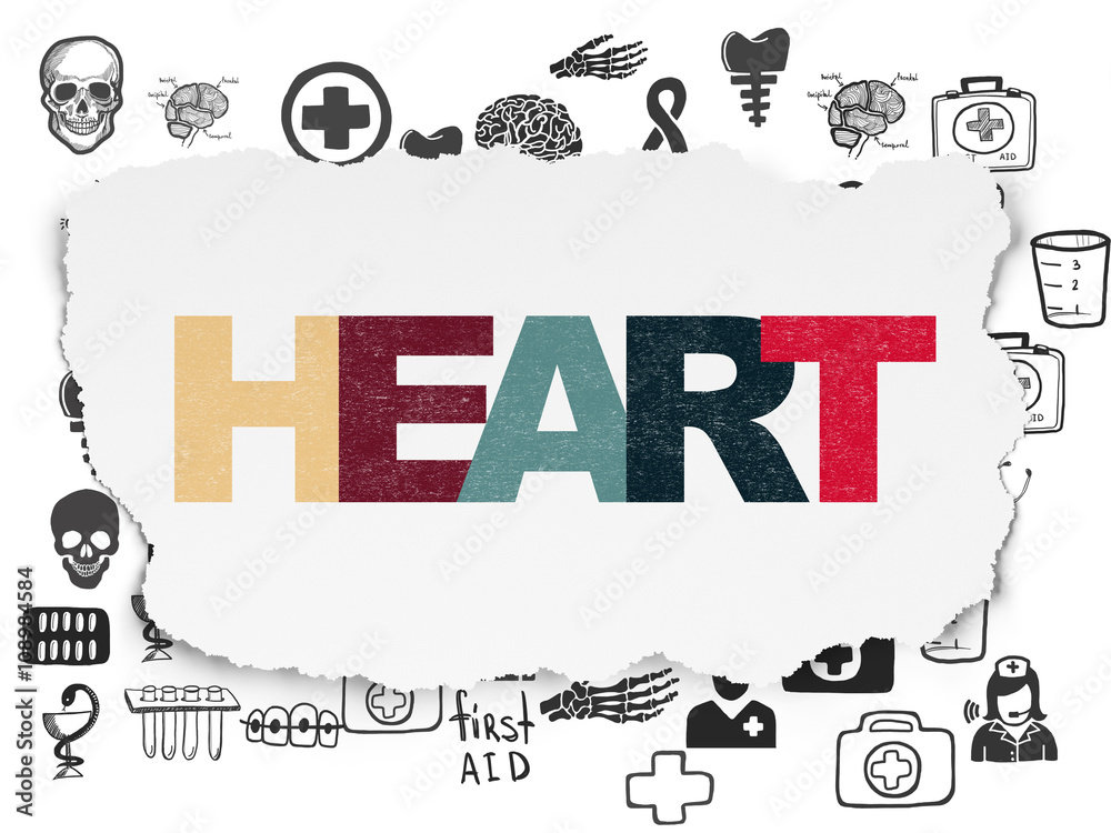Healthcare concept: Heart on Torn Paper background
