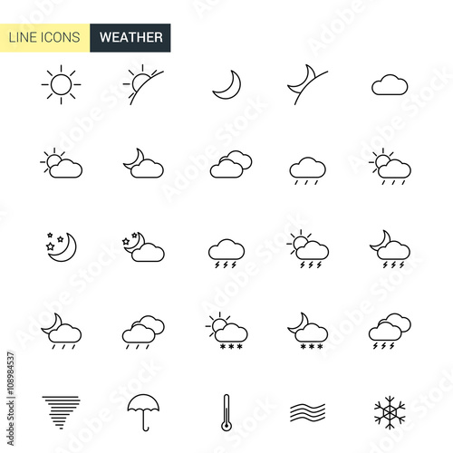 Vector set weather line icons