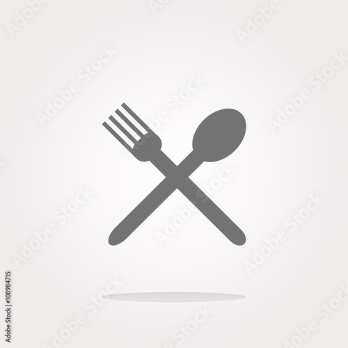 fork and spoon. Eat sign icon. Cutlery etiquette rules symbol. Circle and square buttons. Flat design set.