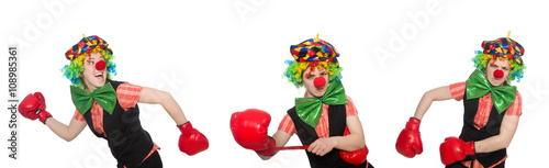 Clown in various poses isolated on white