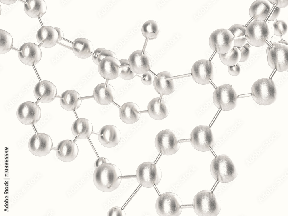 silver molecule structure on white background silver molecule structure on white background
