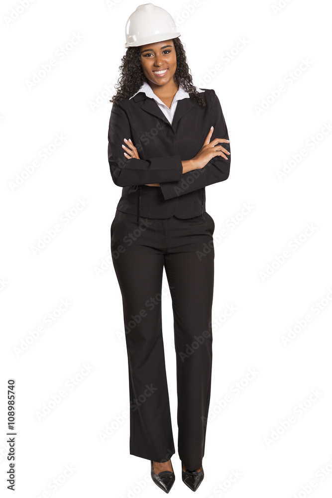 Woman smiling architect with arms crossed Woman smiling architect with arms crossed