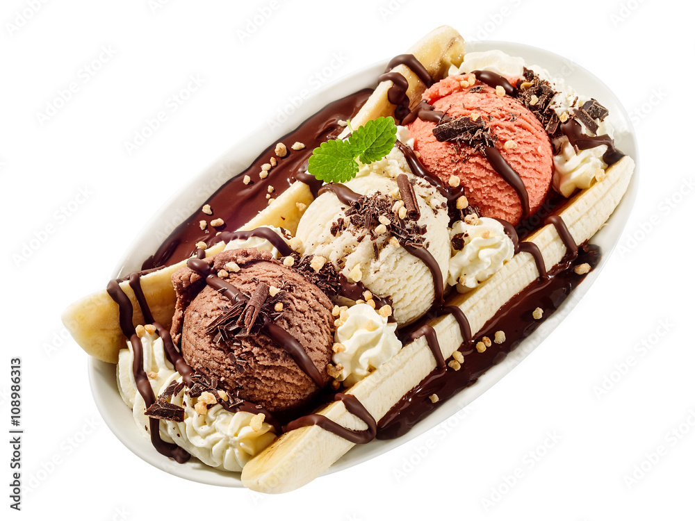 Banana Split sundae ice cream Banana Split sundae ice cream