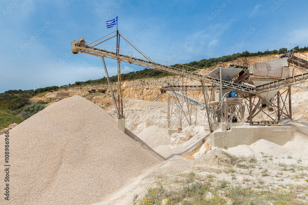 Machine in Greece mining gravel - obrazy, fototapety, plakaty 