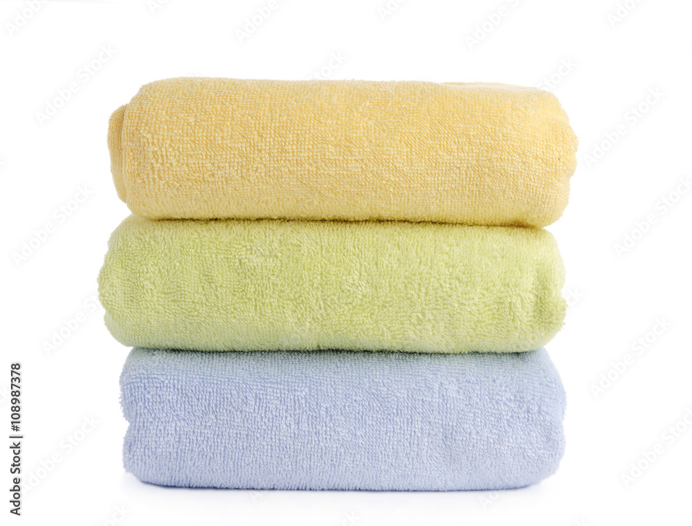stack of towels isolated on white stack of towels isolated on white