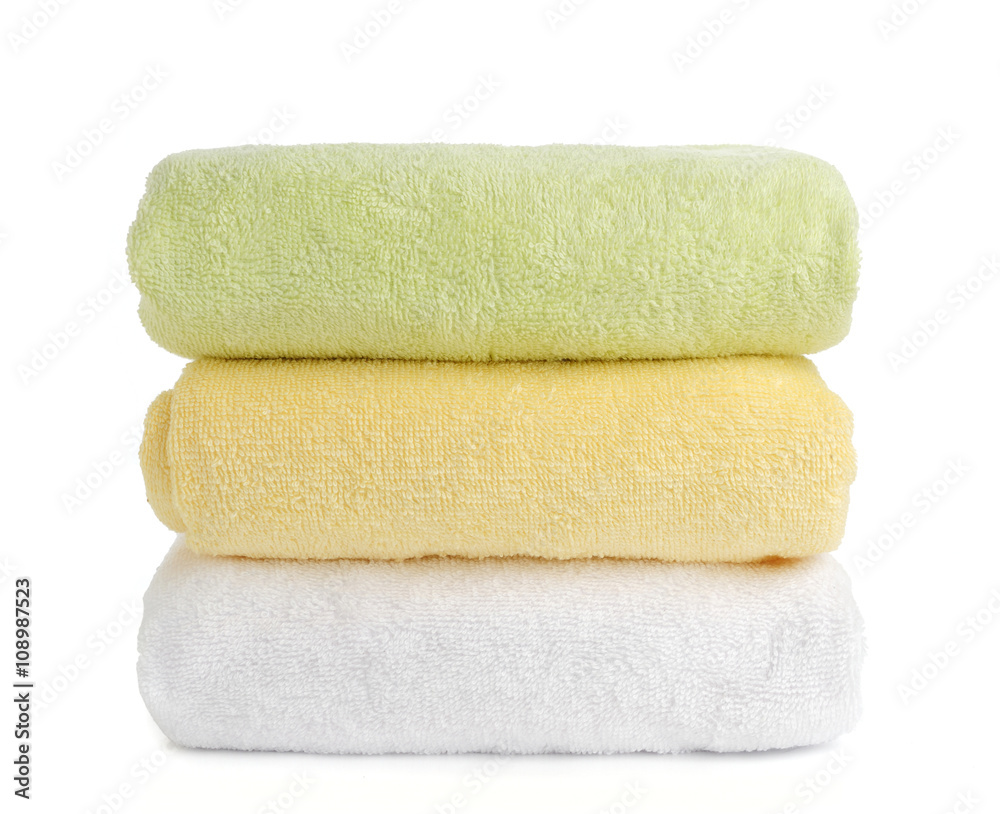 stack of towels isolated on white stack of towels isolated on white
