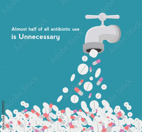 Pills running faucet vector illustration
