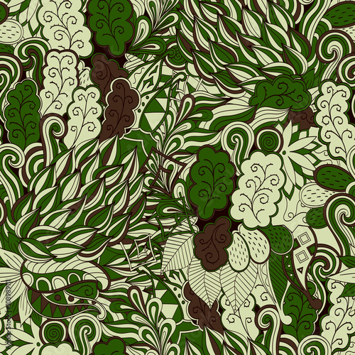 Tracery seamless, loops, doodle wind pattern. Paisley, winding stem, spiral, wave, bud mehndi design. Handmade texture, curved doodling design. Good for site background, textile, printing. Vector.