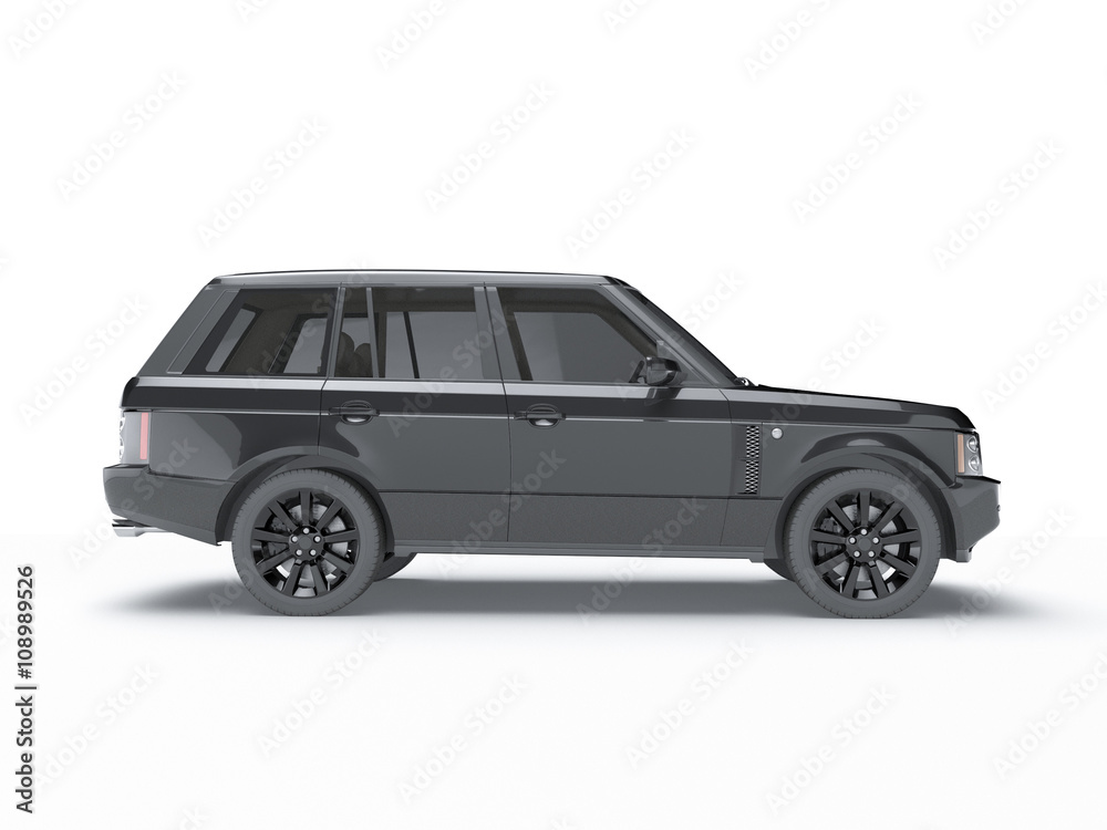 Fototapeta premium Black Suv on white background